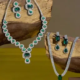 Zaveri Pearls Green Alloy Sets for Women-image-89