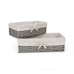 HOKIPO Grey & White 2 Pieces Floral Printed Regular Multi-Utility Organisers-18