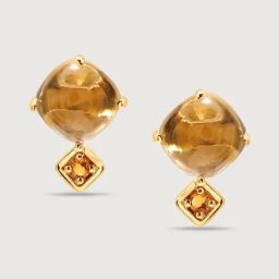 Mia by Tanishq Golden Hour Glam 14k Citrine Stud Earrings for Women-image-40
