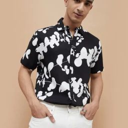 Fame Forever By Lifestyle Black & White Regular Fit Printed Shirt-image-61