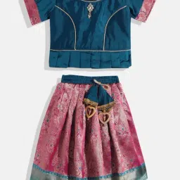 Aarika Girls Blue Solid Lehenga Choli Set-image-94