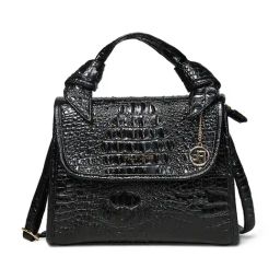 PELLE LUXUR Black Animal Effect Medium Satchel-27