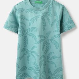 United Colors of Benetton Boys Floral Printed Tropical Pure Cotton Raw Edge T-shirt-image-29
