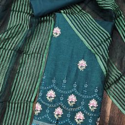 Ishin Embroidered Pure Cotton Unstitched Dress Material-picture-11
