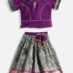 Aarika Girls Purple Solid Lehenga Choli Set-image-63