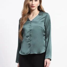 MADAME Green Regular Fit Shirt-image-81