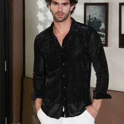 Campus Sutra Black Regular Fit Self Pattern Shirt-picture-45