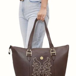 Hidesign WILD WEST  Brown Embroidered Large Shoulder Handbag-picture-32
