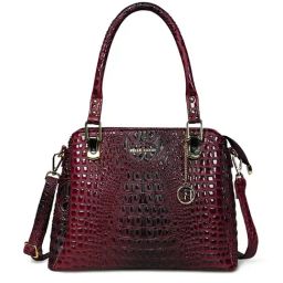 PELLE LUXUR Wine Red Animal Effect Medium Satchel-2