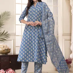Anouk Women Floral Printed Regular Kurta with Trousers & With Dupatta-image-81
