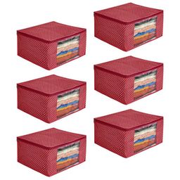 prettykrafts Maroon & White 6 Pieces Printed Multi-Utility Organisers-1