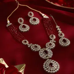 Zaveri Pearls Red Alloy Sets for Women-image-74