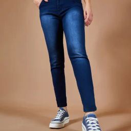 DOLCE CRUDO Dark Blue High Rise Stretchable Jeans-image-20