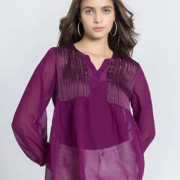 SHAYE Purple Striped Kurti-48