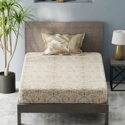 KOPA Grey & Yellow Microfibre Abstract 192 TC Single Bedsheet with 1 Pillow Cover-image-22