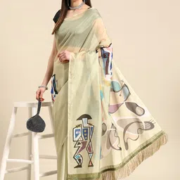 Silk Land Warli Printed Chanderi Saree-picture-17