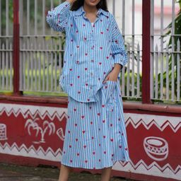 The Quince Life Women Striped Shirt with Midi Skirt Co-ord Set-picture-14