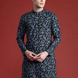 Anouk Men FloralPrinted Mandarin Collar Pure Cotton Kurta-picture-24