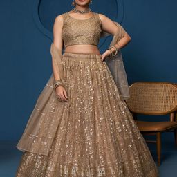JIHU CULTURE Embellished Beads and Stones Semi-Stitched Lehenga & Unstitched Blouse With Dupatta-picture-21