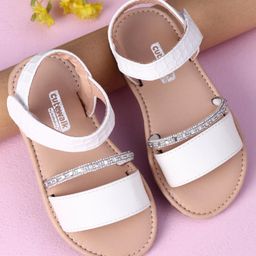 Cute Walk by Babyhug Sandals with Studded Lace - White-image-24