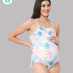 Ecomama Sleeveless Tropical Printed Overlap Swimsuit - Multicolour-image-55
