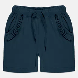 Kiddopanti Solid Frill Pocket Detailed Shorts - Navy Blue-picture-7