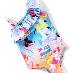 Babyhug Disney One Shoulder Sleeve V Cut Swimsuit with Minnie Mouse Print - Multicolour-image-76