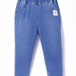 Little Kangaroos Cotton Full Length Denim Jeans with Animal Patch - Light Blue-image-54