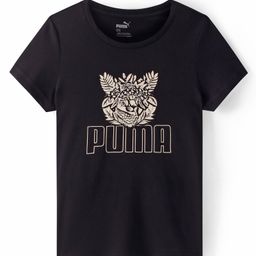 Puma Cotton Knit Half Sleeves T-Shirt With Logo Print - Black-image-87