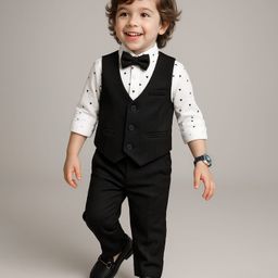 Babyhug Knit Full Sleeves Printed 3 Piece Party Suit With Bow - Black-image-41