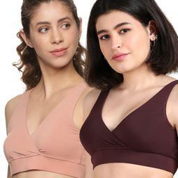 &Circus Modal Pack Of 2 Solid Maternity Bra With Nursing Access - Multi Colour-picture-0