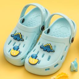 Yellow Bee 3D Dinosaur Applique Charms & Perforated Clogs - Light Blue-image-56