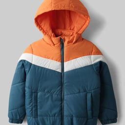 Pine Kids Woven Full Sleeves Hooded Padded Jacket With Color Block Design - Multicolor-picture-3