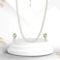 ORANGENYSHA Gold-Plated Kundan-Studded & Pearls Beaded Jewellery Set-image-60
