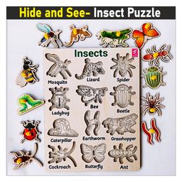 wissen Wooden Hide and See Insect learning peg board Puzzle - 12 Pieces image 3