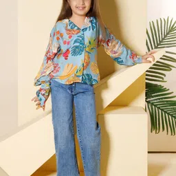 Peppermint Girls Floral Printed Cuffed Sleeve Top-picture-22