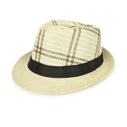 Zacharias Men Striped Paper Jute Fabric Fedora Hat-33