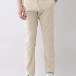 AD By Arvind Men Striped Slim Fit Chinos Trousers-image-27