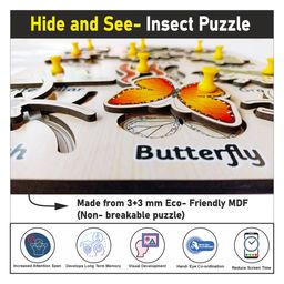 wissen Wooden Hide and See Insect learning peg board Puzzle - 12 Pieces image 4