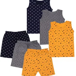 FASLA Boys Pack Of 3 Cotton Printed T-shirt with Shorts Clothing Set-47