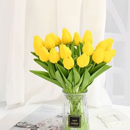 Cortina Yellow 5 Pieces Tulip Artificial Flower-4