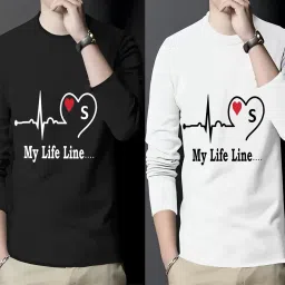 Pack of 2 Men Printed Round Neck Polyester Black, White T-Shirt-picture-19
