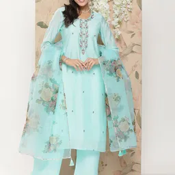 Anouk Floral Printed Regular Kurta with Palazzos & With Dupatta-picture-4