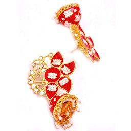 Crunchy Fashion Red Contemporary Jhumkas image 4