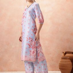 all about you Floral Printed Regular Sequinned Kurta with Palazzos image 5