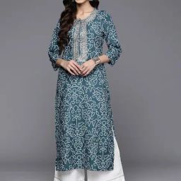 Varanga Blue Printed Straight Kurta-20