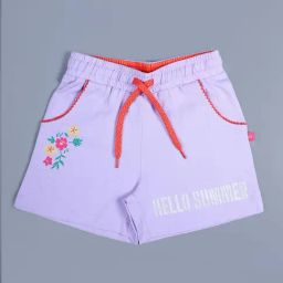 3PIN Girls Purple Cotton Regular Fit Printed Shorts-picture-6