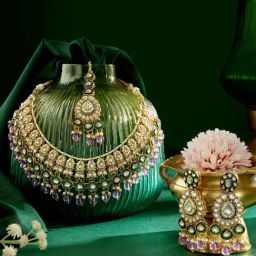 Zaveri Pearls Purple & Green Alloy Sets for Women-image-93