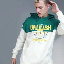 Hubberholme Multicolored Cotton Regular Fit Colour Block Hooded Sweatshirt-image-88