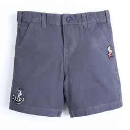 Kiddopanti Boys Dark Grey Cotton Applique Regular Fit Shorts-image-19